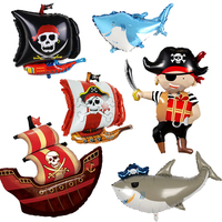 Cartoon Pirate Balloon Children Toy Boy Birthday Party Decoration Baby Shower Pirate Theme Halloween Shark Balloon Supplies