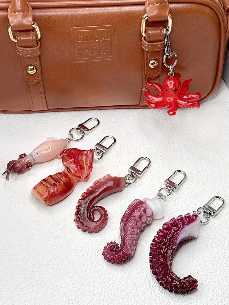 Octopus Claw, Keychain, Creative Simulation PVC Fun Food And Play Model Ornament, Bag Key Pendant