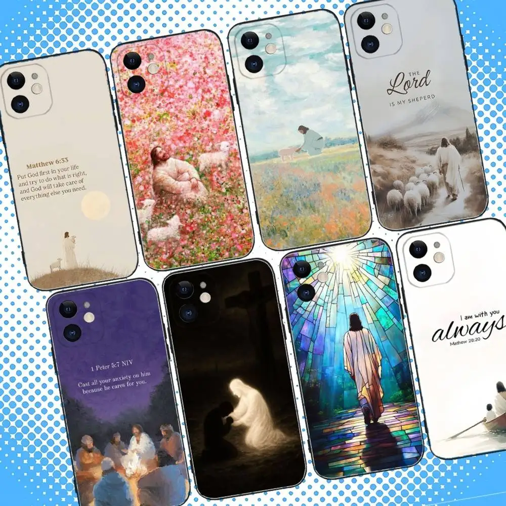 

Faith Christian Jesus Phone Case For iPhone 16,15,14,13,12,11,Pro,Max,Plus,X,XS,XR,SE,8,7,Mini,Soft Silicone Black Case