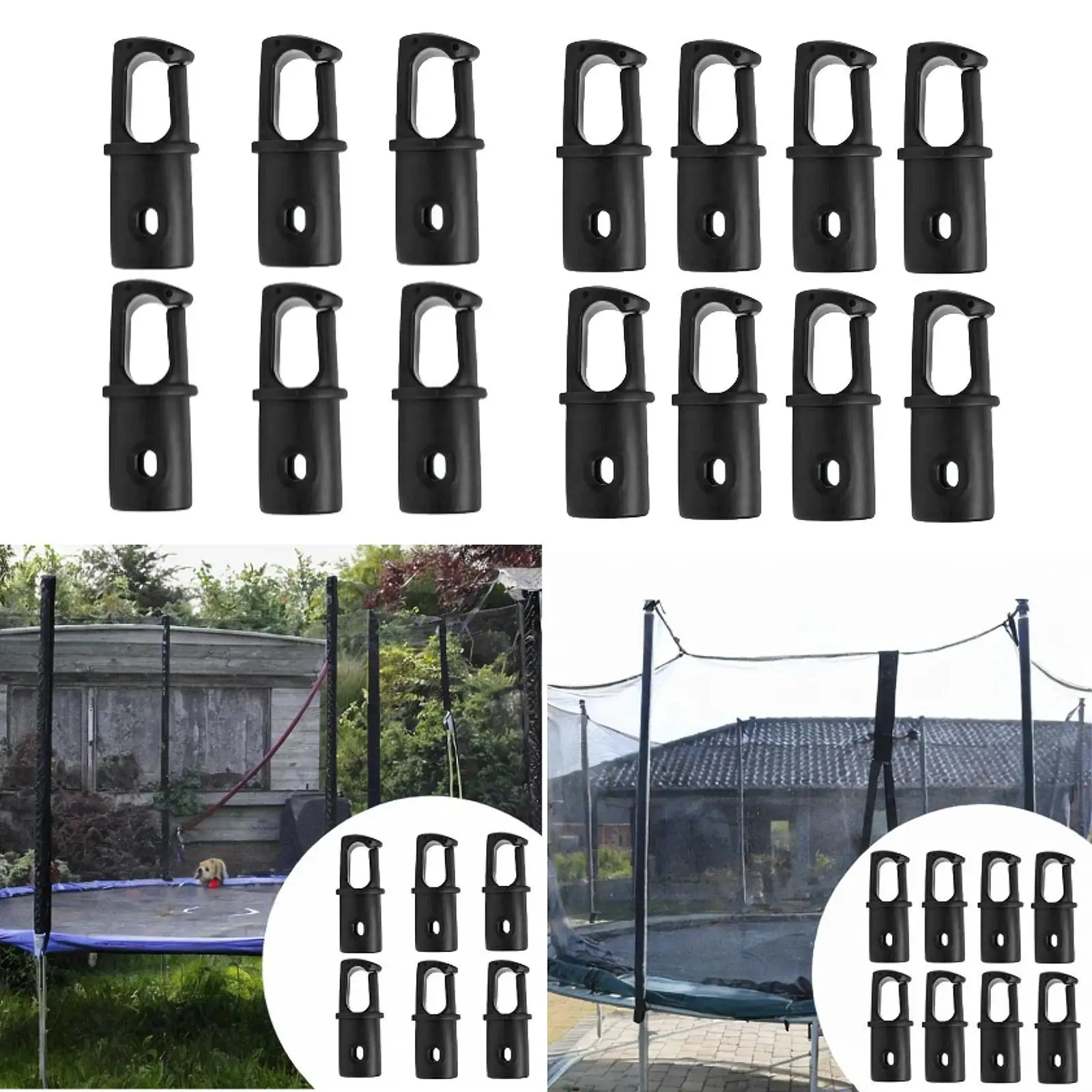 Trampoline Poles Cover Mesh Rod End Caps Heavy Duty Plastic Hook Accessories for Trampoline Safety Mat