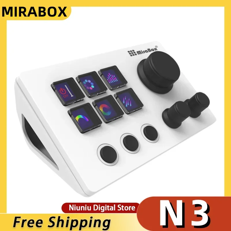 Mirabox N3 Custom Small Keyboard With Screen Knob Visual Usb Connection Streamdeck Live Broadcast Console Small Keyboard