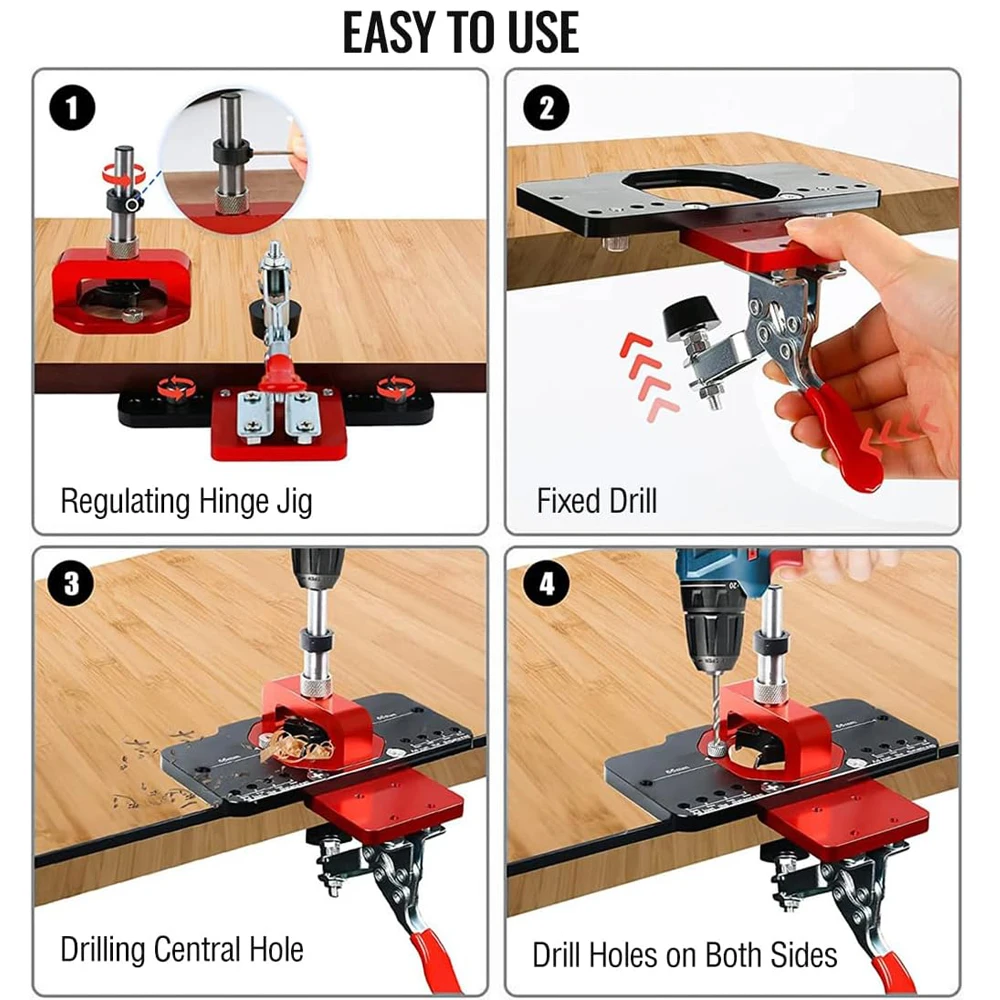 35mm Hinge Jig Woodworking Drilling Guide Locator Door Concealed Installation Household Hole Opener Tools Puncher Template