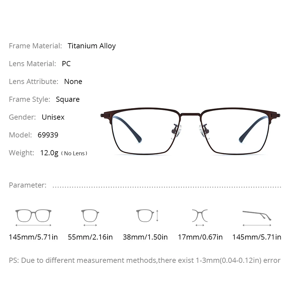 NIANZHEN سبائك التيتانيوم النظارات الرجال مربع العلامة التجارية تصميم النظارات الإطار النساء خفيفة الوزن الرجعية نظارات نظارات 69939 #5