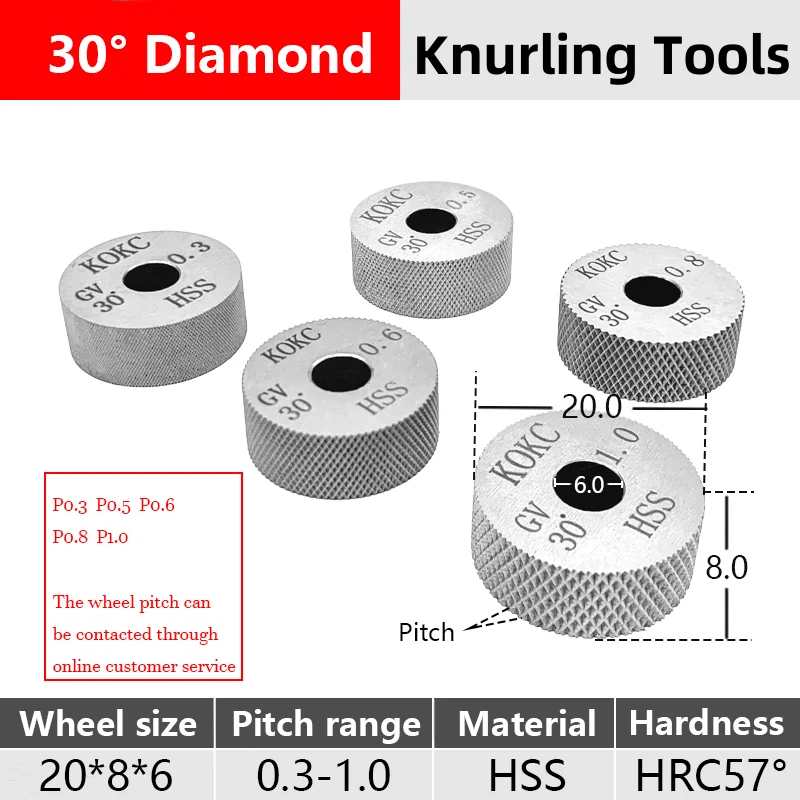 Imagem -03 - Única Roda Knurling Tools Kokc para Torno Cnc Diamond Square Pattern Gv30 ° 45 ° 20*8*6