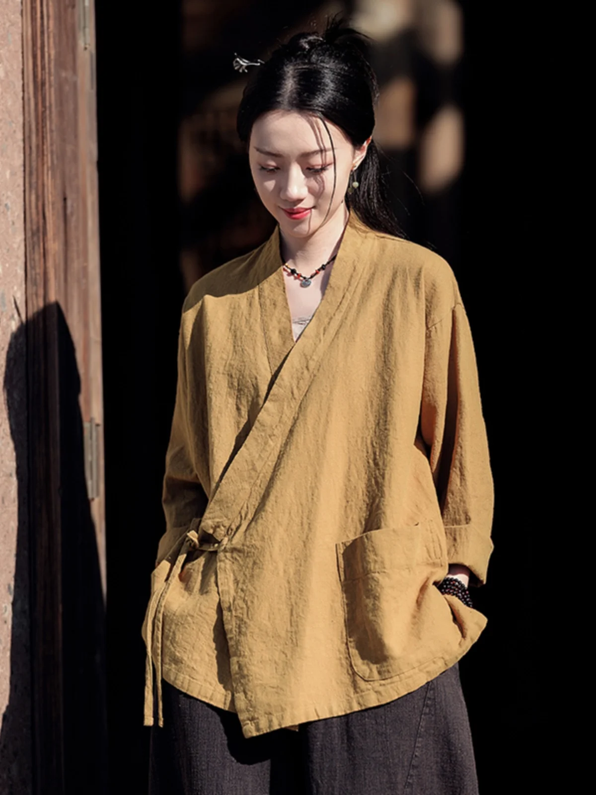 

New Chinese Style Women's Cotton Linen Spring Summer Autumn Tea Ceremony Open Cardigan Buddhist Style Retro Outerwear