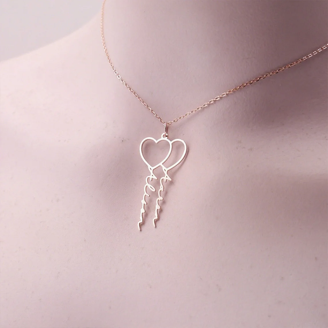 

Custom Double Name Necklace Heart Choker Personalization Two Names Necklaces For Women Men Couple Collar Stainless Steel Jewelry
