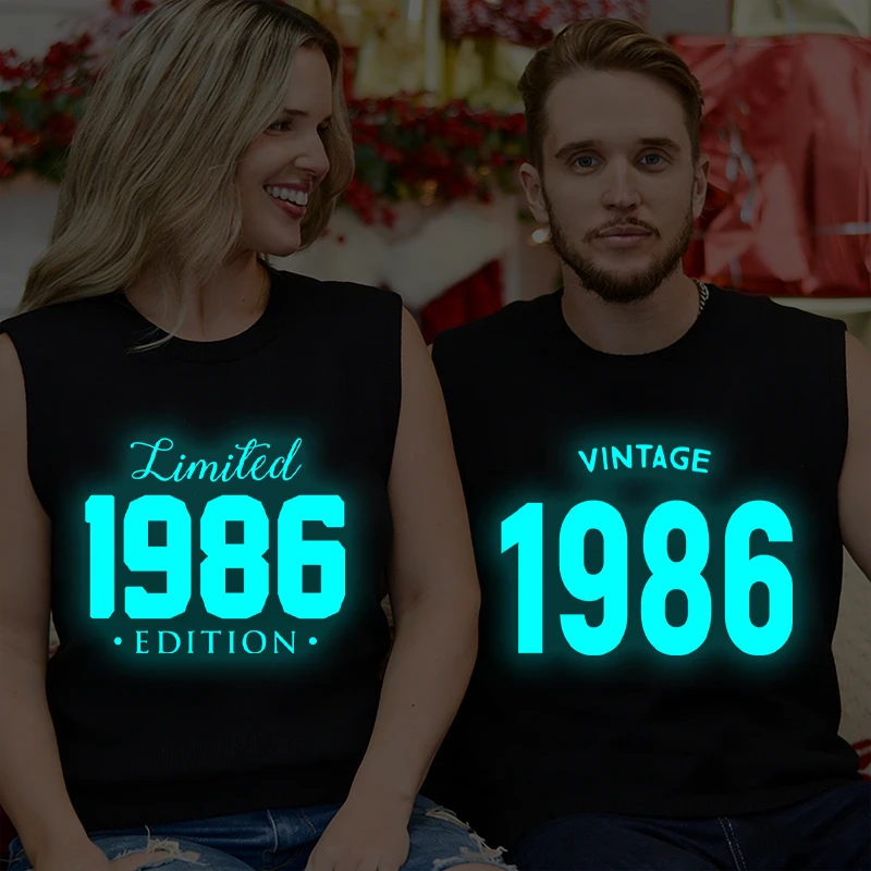 

Men Women Tank Top 40th Birthday Gifts Limited 1986 Edition Print Shirt Vintage GYM Sleeveless Vest Fashion Luminous Style Vest
