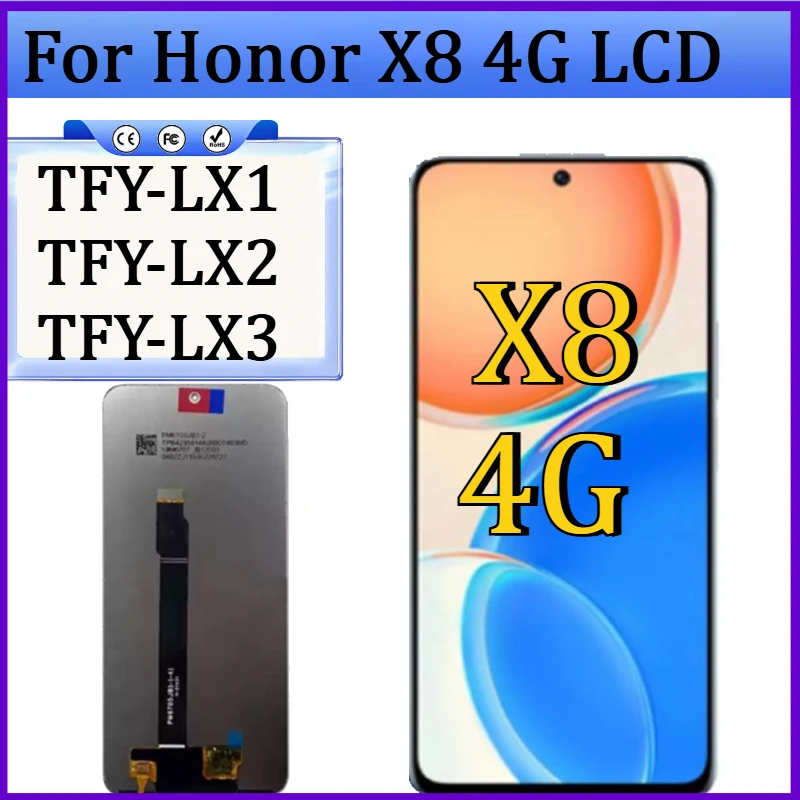 

Новый TFT-экран для Honor X8 4G, ЖК-дисплей TFY-LX1 TFY-LX2 TFY-LX3, сенсорный экран в сборе для Honor X8, замена