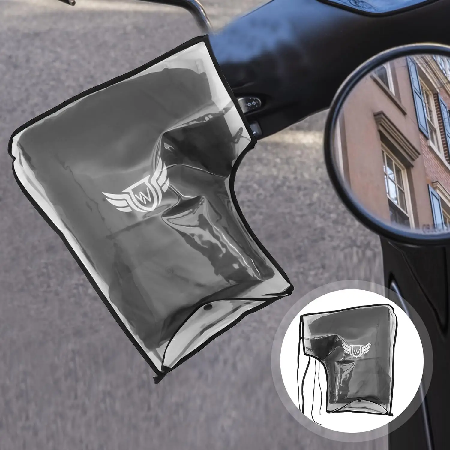 1 paire de gants de guidon coupe-vent pour l'hiver, gants chauds pour moto, vélo, avec grande protection pour le guidon