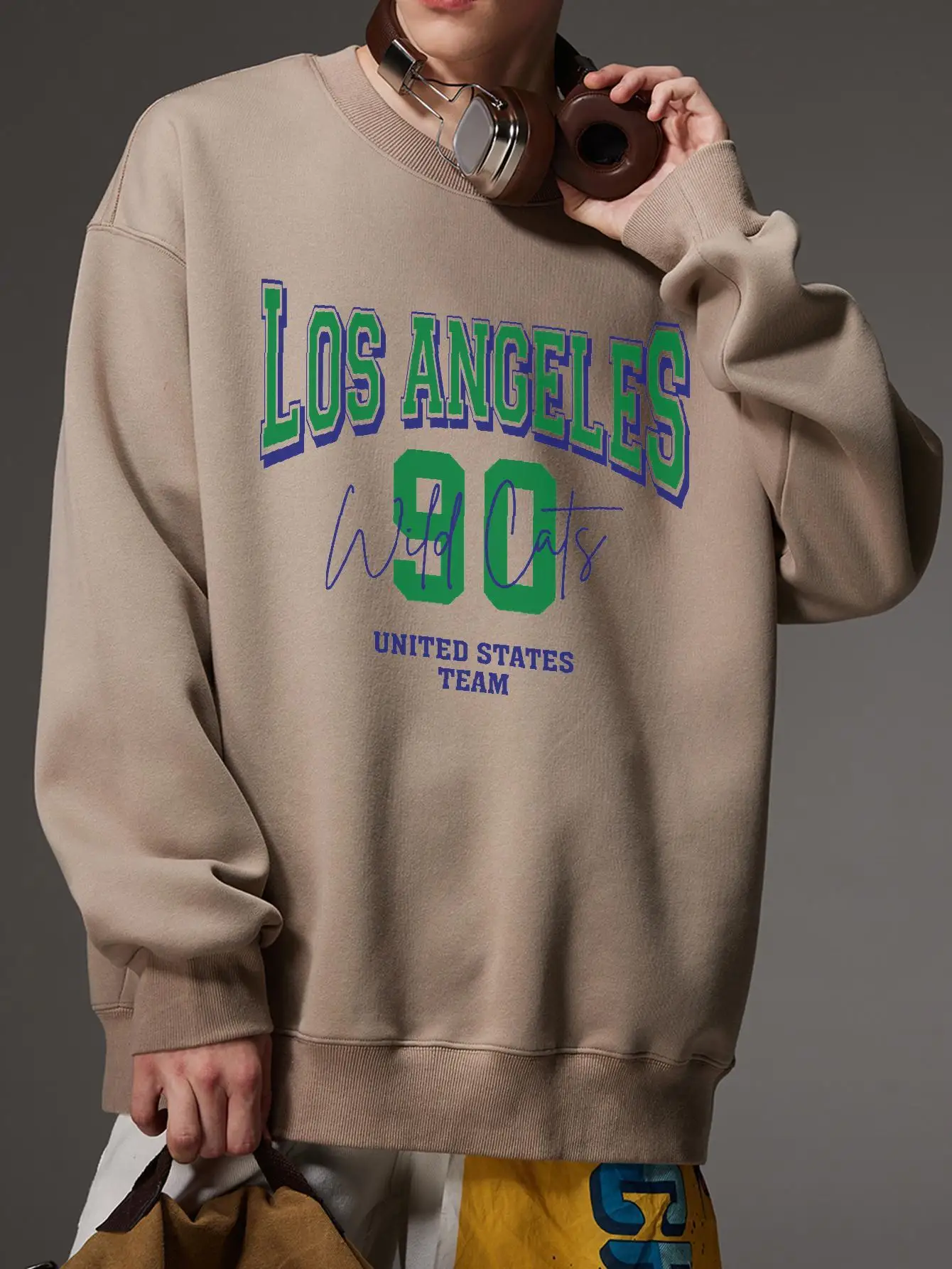 Los Angeles 90 Graphic Men Sweatshirts Long Sleeve Round Neck Hoodies Fashion Brand Hip Hop Male Pullovers Harajuku Y2k