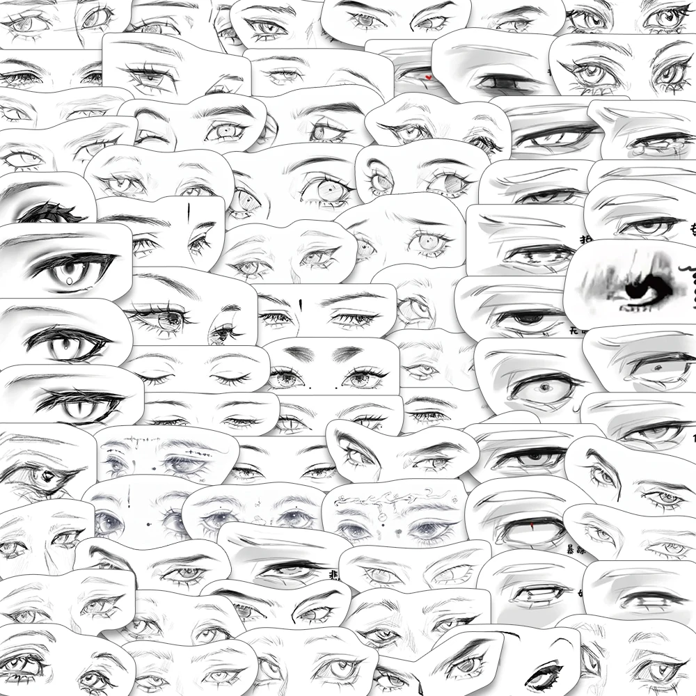 76 قطعة رسم نمط اللوحة العين الفن ملصق شخصية الإبداع العين المواد DIY بها بنفسك كأس كتاب سجل القصاصات هدية جمع مائي