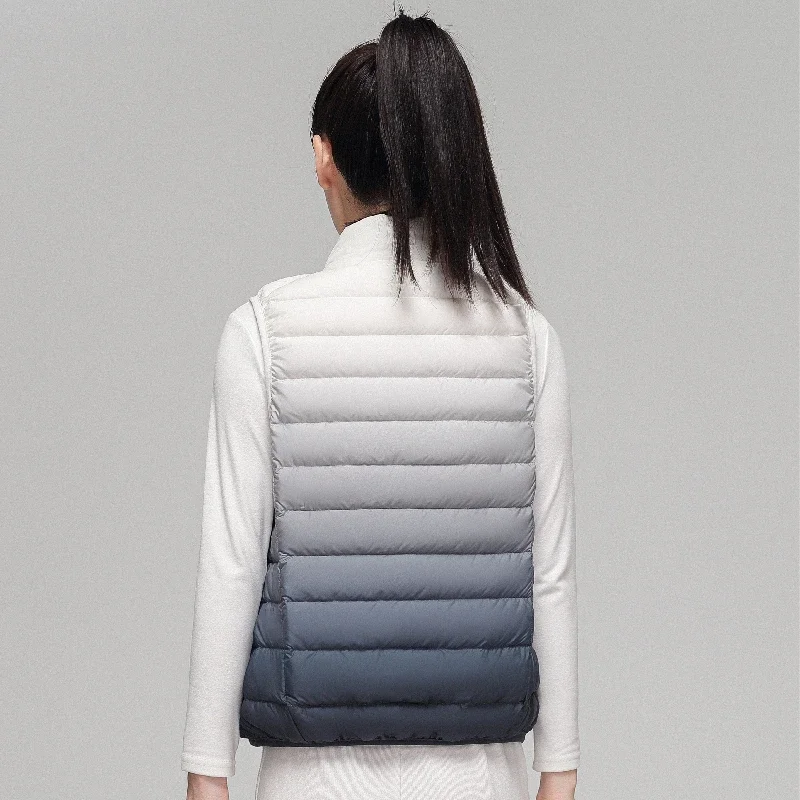 2023 Spring/Autumn New Female Stand Collar Slim Fit Sleeveless Puffer Jacket Women Fashion Gradient Ultra Light Down Vest