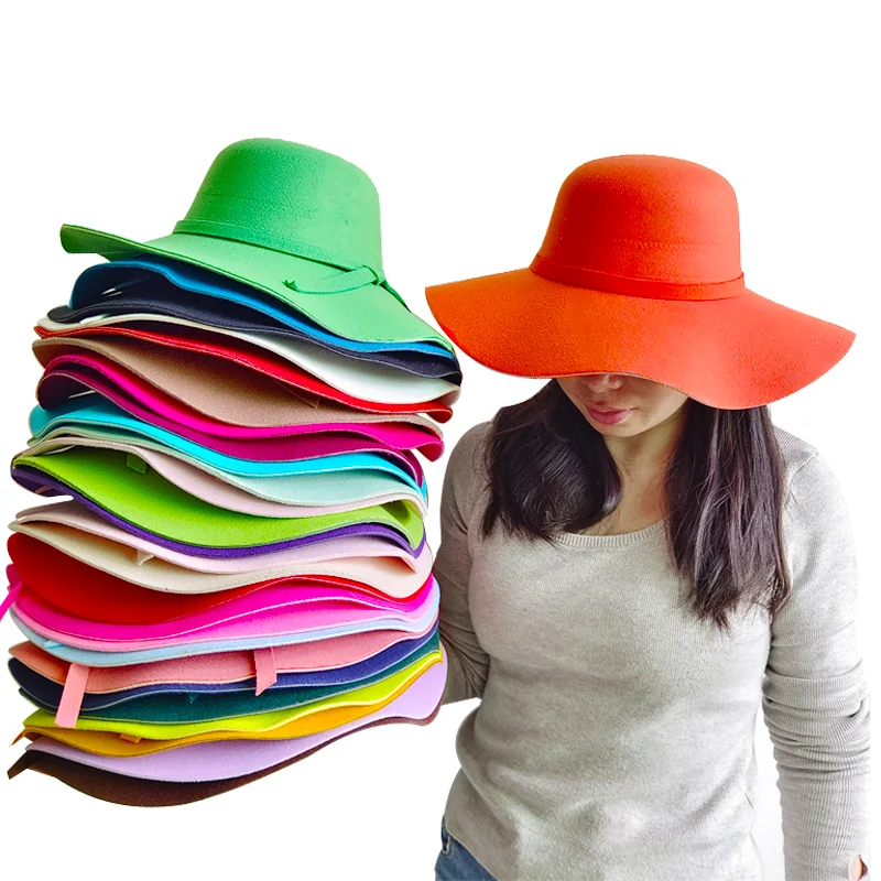 Women's New Fedora Hat Retro Large Fedora Hat Wide Brim Felt Hat Casual Summer Beach Travel 27 Colors Sun Hat кепка женская