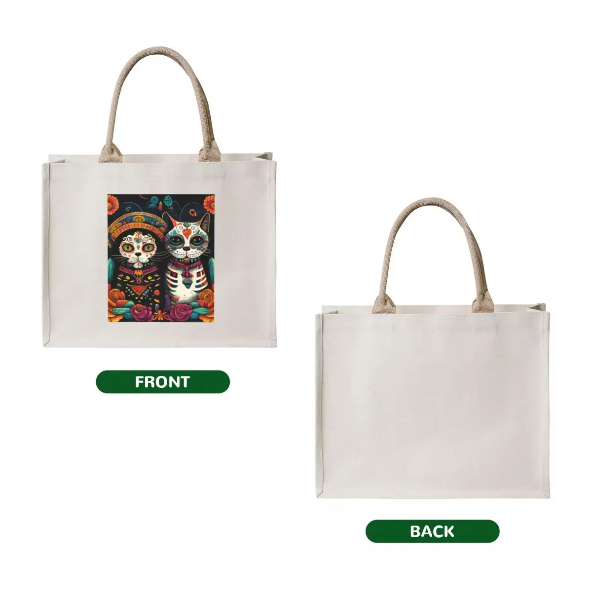 Cats on Day of the Dead, Dia de Los Muertos Tote Bag ecological bags hand bag ladies Cloth bag Women's shopper