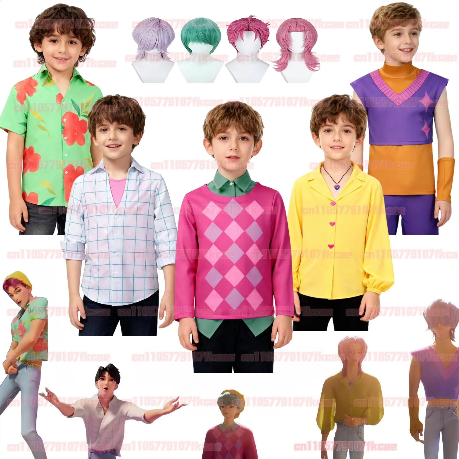 أزياء جينو رول بلاي أنيمي ساجا للأولاد KPOP أزياء الهالوين التأثيرية للرجال والأولاد