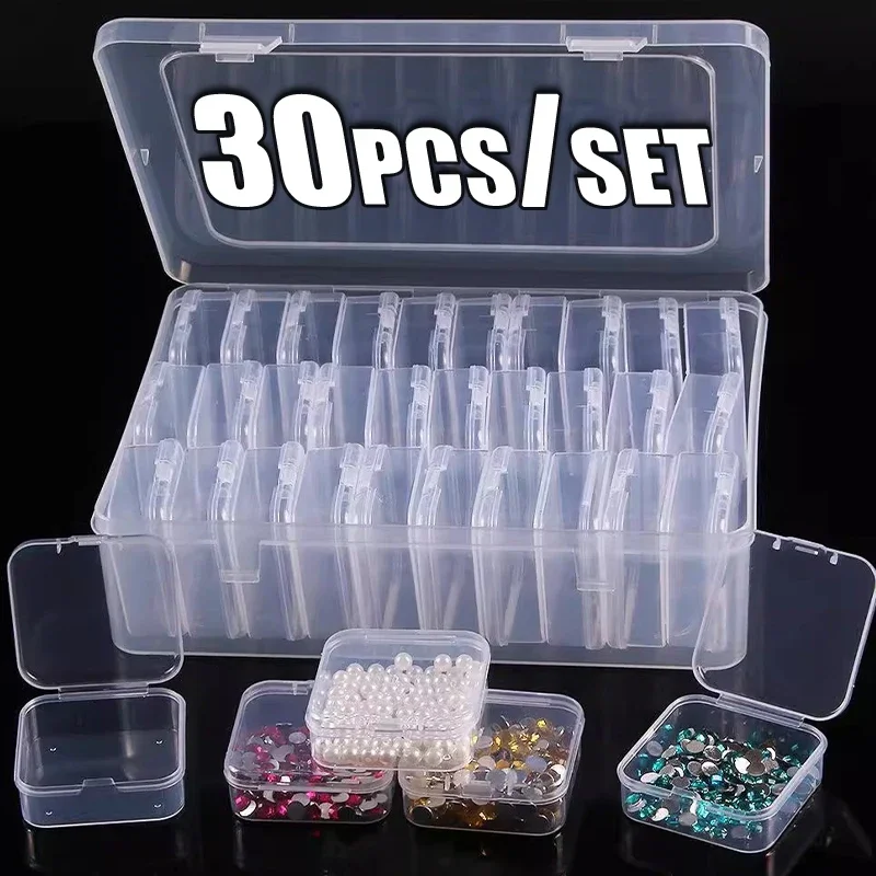 12-30 قطعة صندوق تخزين حرفي من البلاستيك الشفاف صندوق تخزين محمول متعدد الوظائف مناسب لخرز المجوهرات لوازم فنية ذاتية الصنع