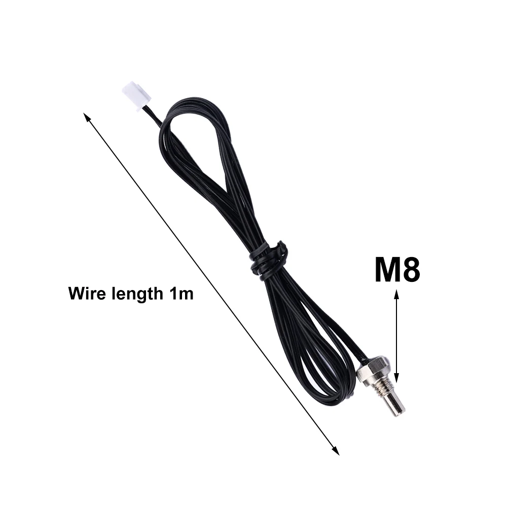 2PCS NTC 10K 1M/2M/3M Waterproof Thermistor Temperature Sensor XH2.54 Terminal M8 Thread Cable Temperature Controller Probe