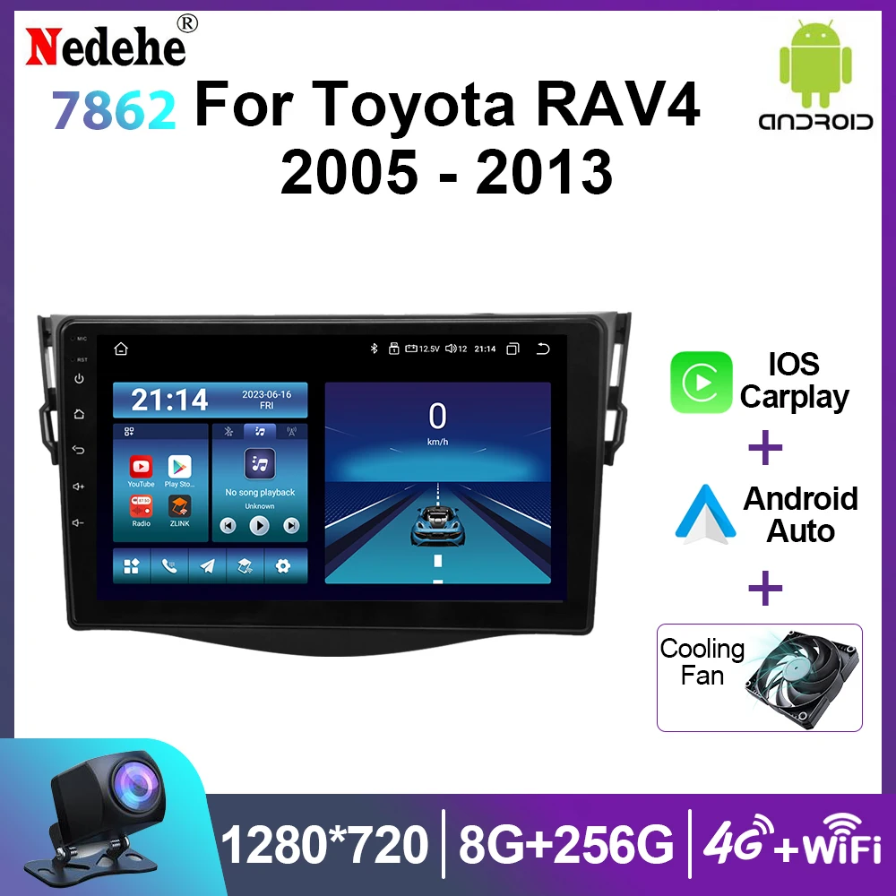 

9-дюймовый Android 14 Carplay авто радио для Toyota RAV4 Rav 4 2005-2013, автомобильный мультимедийный плеер, Wi-Fi, навигация, GPS, 4G, стерео головное устройство