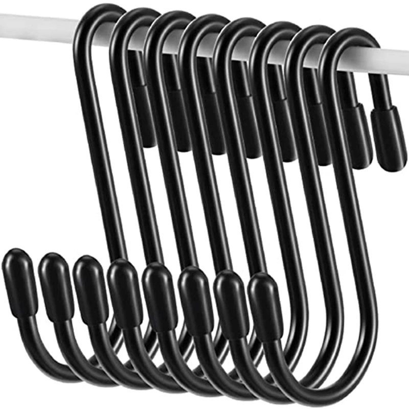 

BEAU-20Pcs Black S Shaped Hooks Hanging Heavy Duty Hanger For Kitchen Bathroom Bedroom Office Pancoat Bag Plants Hanging Tool