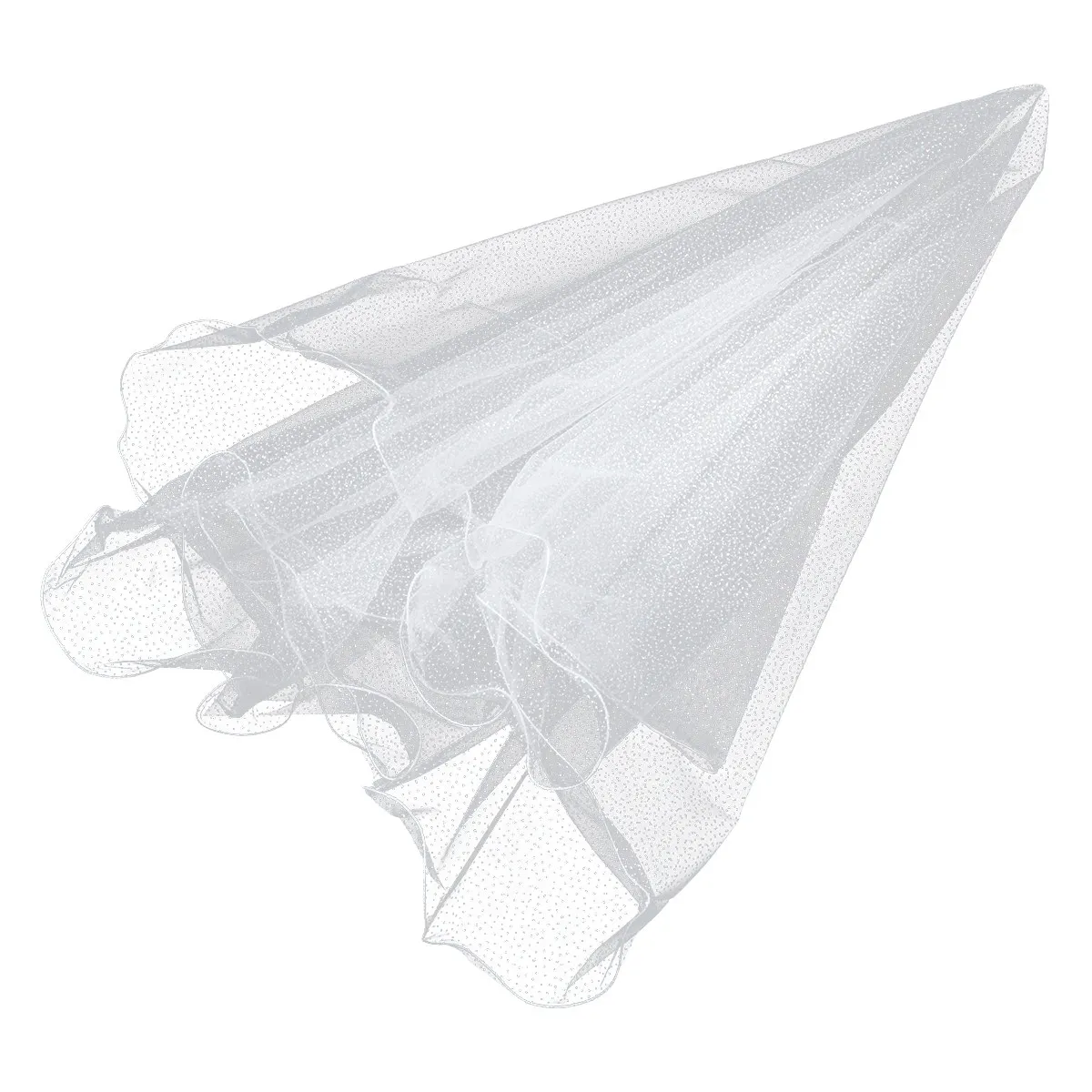 Wedding Mantilla Bridal Veil White Gauze Shiny Decor Elegant Wedding Hair Accessory for Bride Festival Party Photography