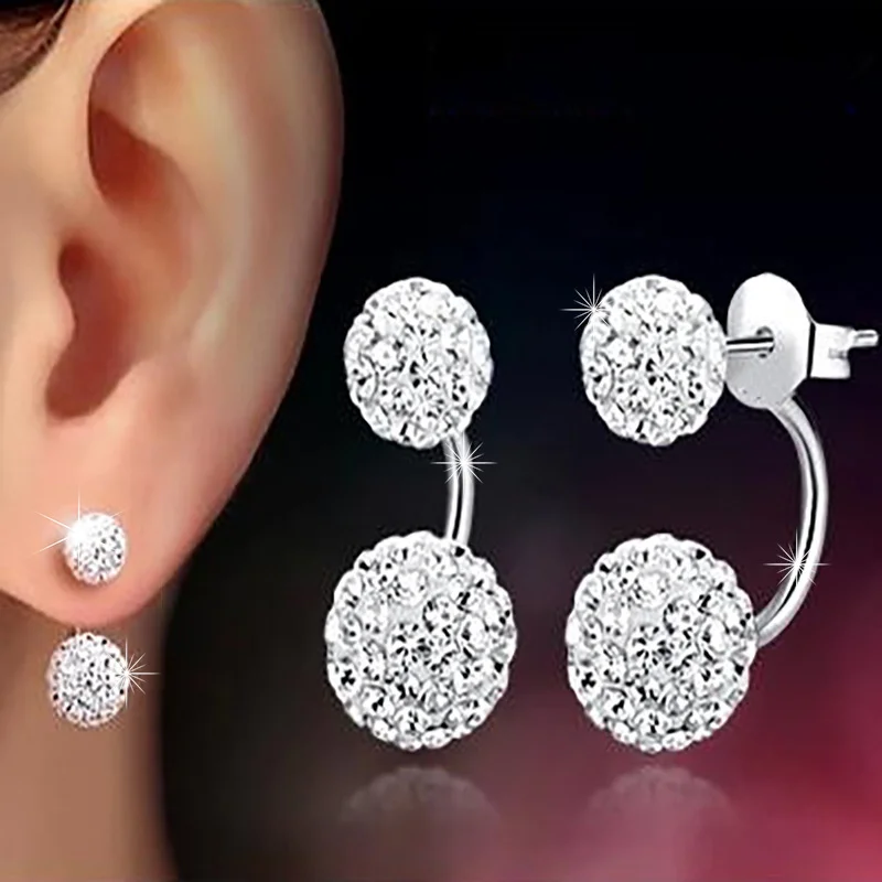 Promotional Shambhala Double Ball Design Sparkling Cubic Zirconia Women\'s Earrings Ladies Jewellery Birthday Gift Oorbellen