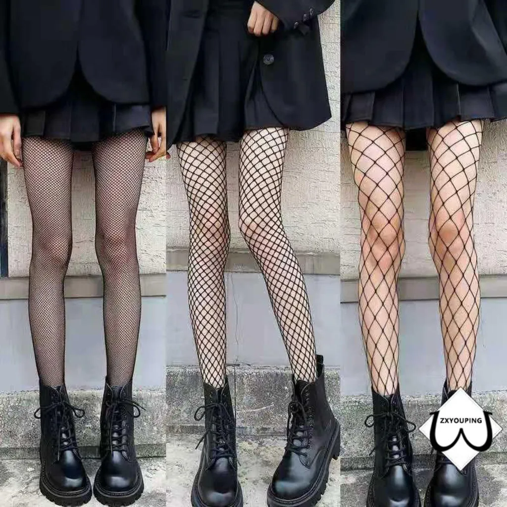 3pcs Women Hollow Fishnet Stockings Pantyhose Black High Waist Stockings Tights Fishnet Stockings