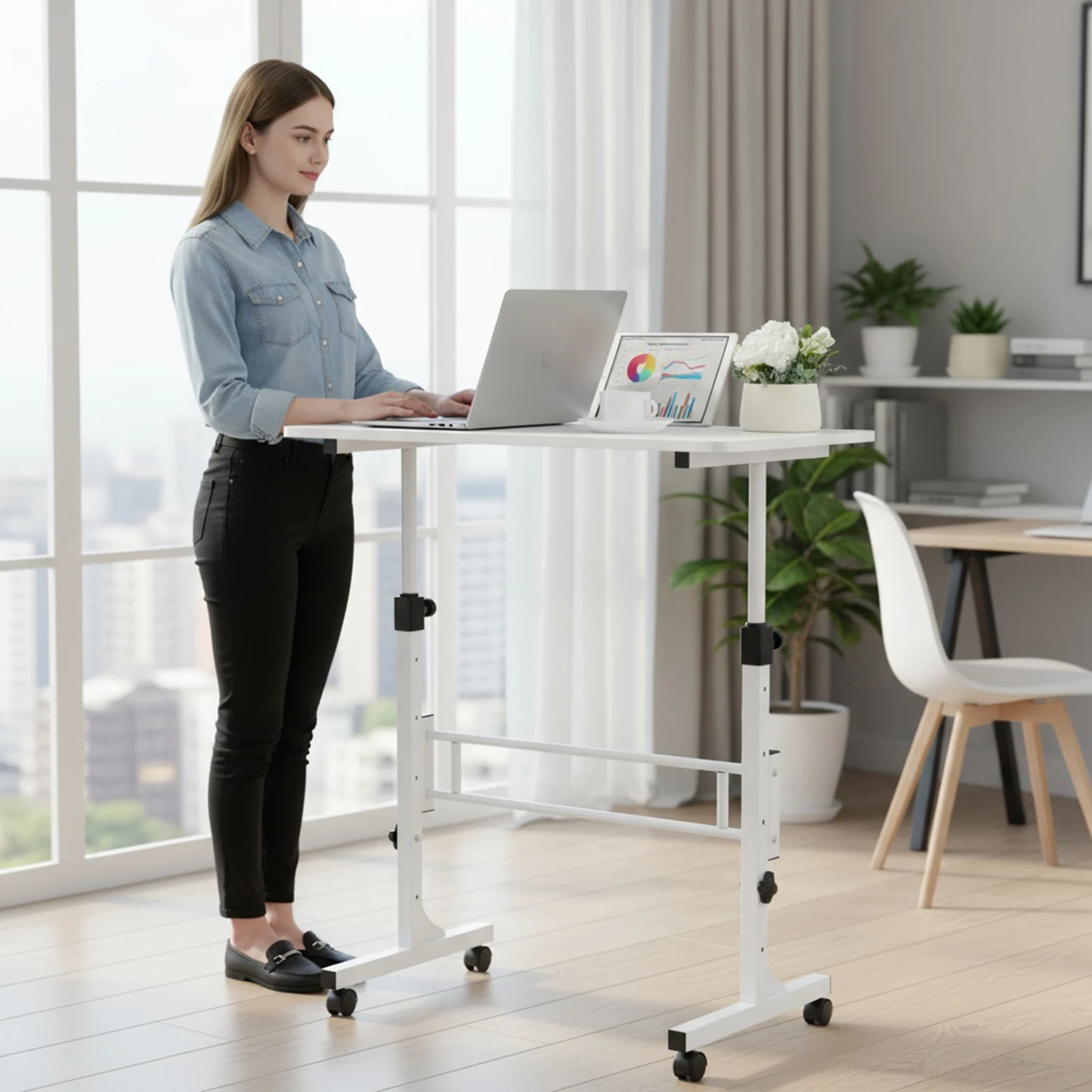 

Регулируемый по высоте мобильный стол-трансформер для дома, прикроватный столик для ноутбука, портативный стол для ноутбука 16x31.5 дюймов для дома