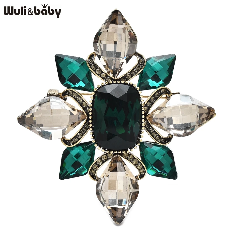 

Wuli&baby Vintage Palace Style Geometric Brooches For Women Unisex Elegant Rhinestone Flower Party Office Brooch Pins Gifts