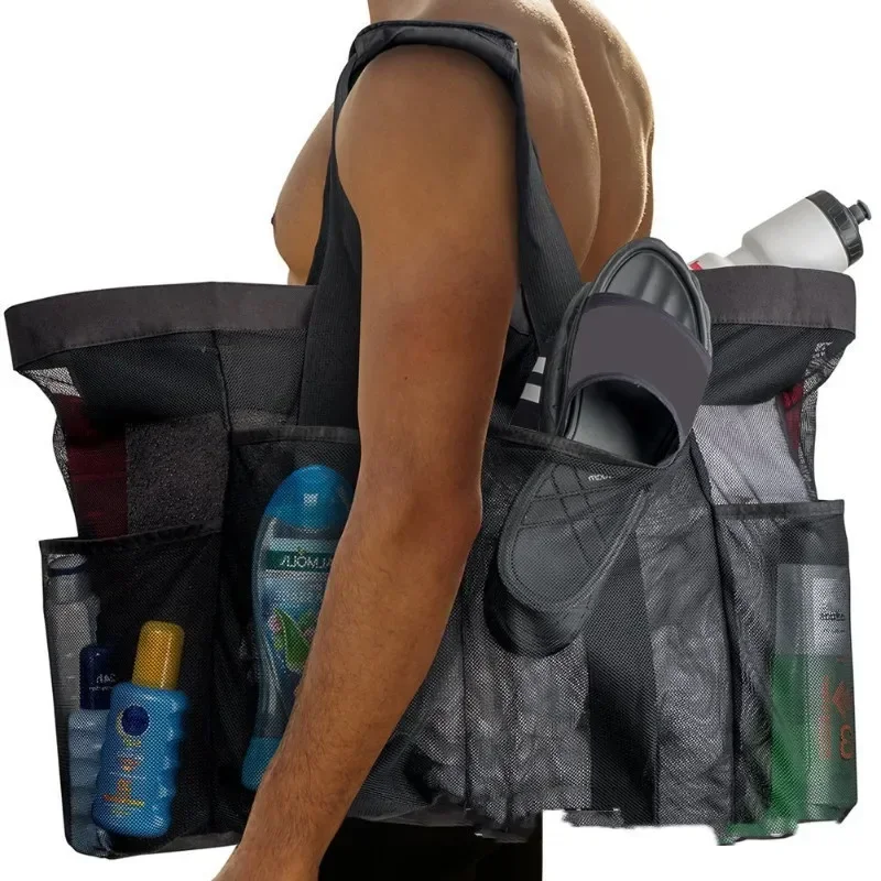 1 قطعة حقيبة حمل نزهة السفر اضافية كبيرة شبكة حقيبة شاطئية مع جيوب متعددة في الهواء الطلق Sprots رياضة السباحة حقيبة التخزين