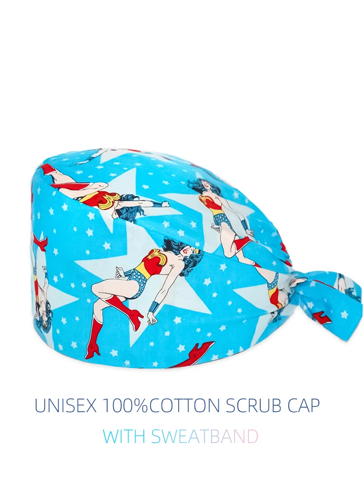 High quality scrubs cap laboratory cap printed pet shop nursing Hats Sweatband women and man scrub caps dental hat surgical caps