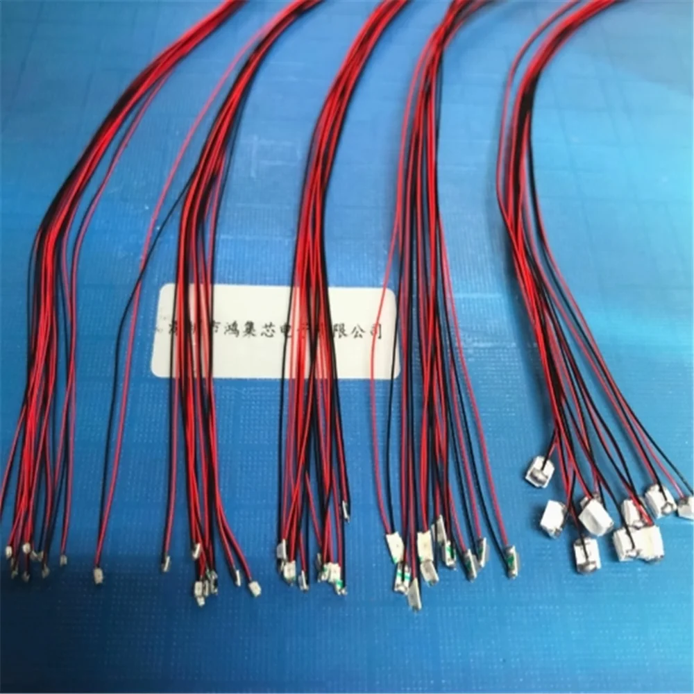 

100PCS With line 50CM LED patch SMD small lamp bead 3V 5V 12V micro tall model light tube red blue green white