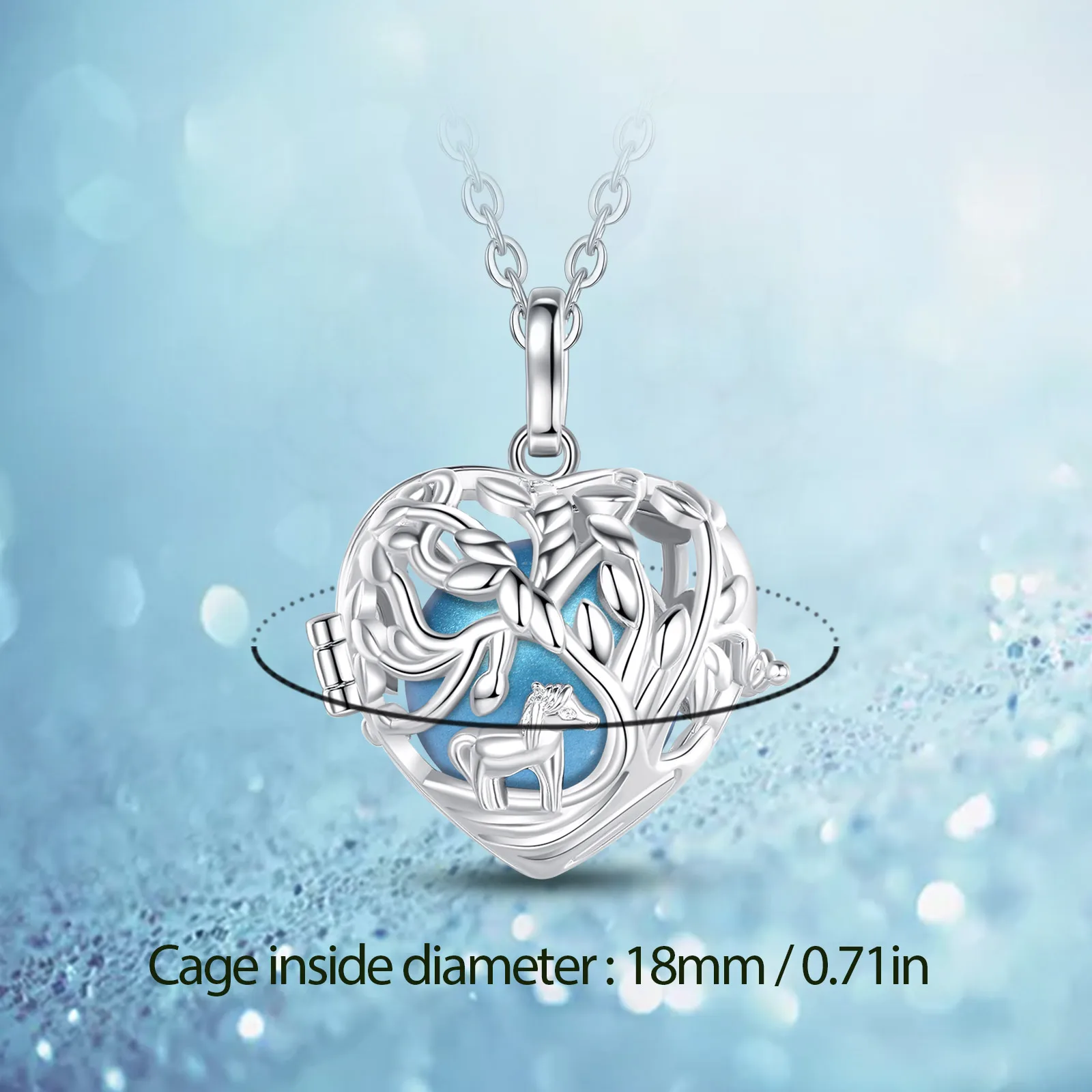 Eudora 20mm Harmony Ball Horse Tree of Life Necklace Pregnancy Bola Angel Caller Baby Wishing Chime Ball Pendant women jewelry