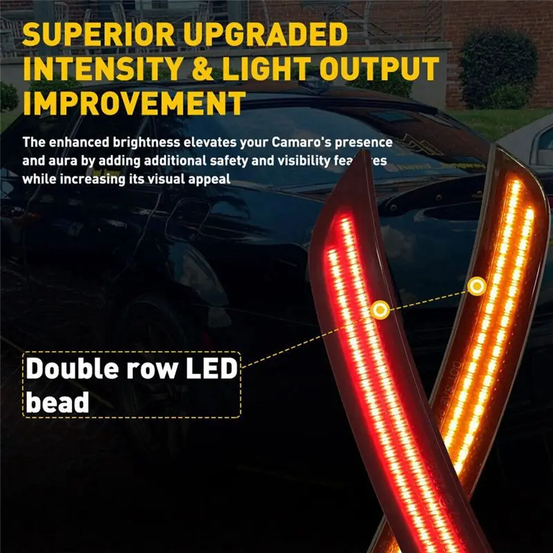 *A91P Car Front Rear LED Side Fender Marker Lights Smoked Lamps for Chrysler 300 300C 2015-2021
