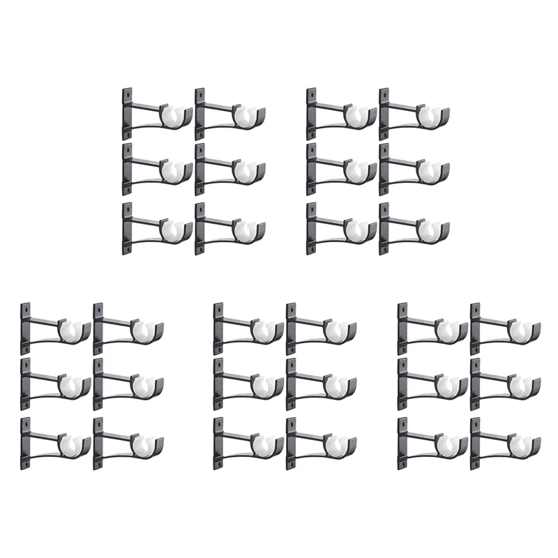 【NEW】Single Curtain Rod Brackets For Drapery Rod Aluminum Alloy Heavy Duty Curtain Rod Holders (Black) 30Pcs