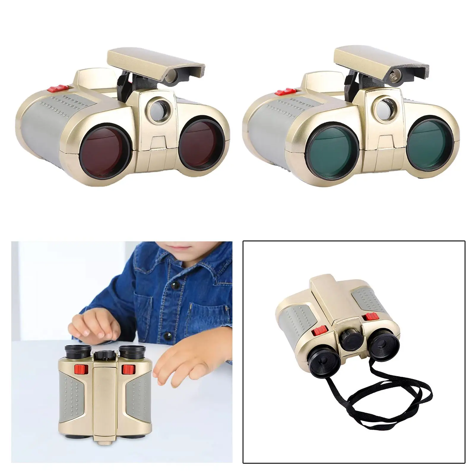 Children's Binoculars Telescope Toy Pretend Play Dual Tube Telescope Magnification Toy for Camping Stargazing Birthday Gifts
