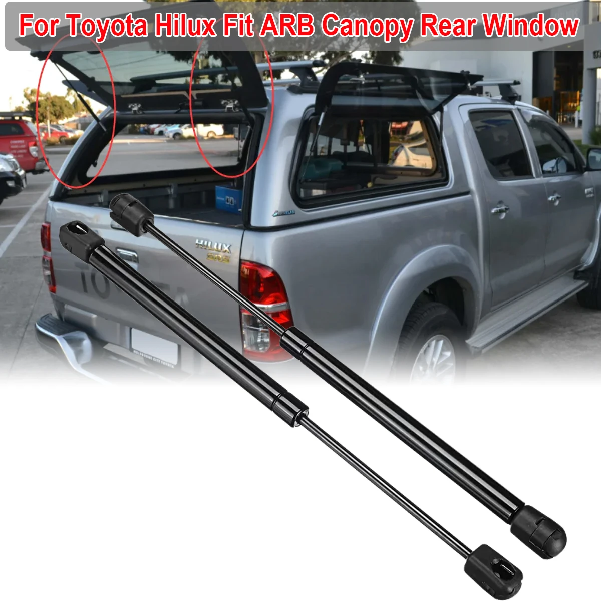 2 SZTUKI do Toyota Hilux Rozszerzone rozpórki gazowe Podnośniki sprężynowe Pasują do baldachimu ARB Tylna szyba 325mm 160N 1921VR Akcesoria samochodowe