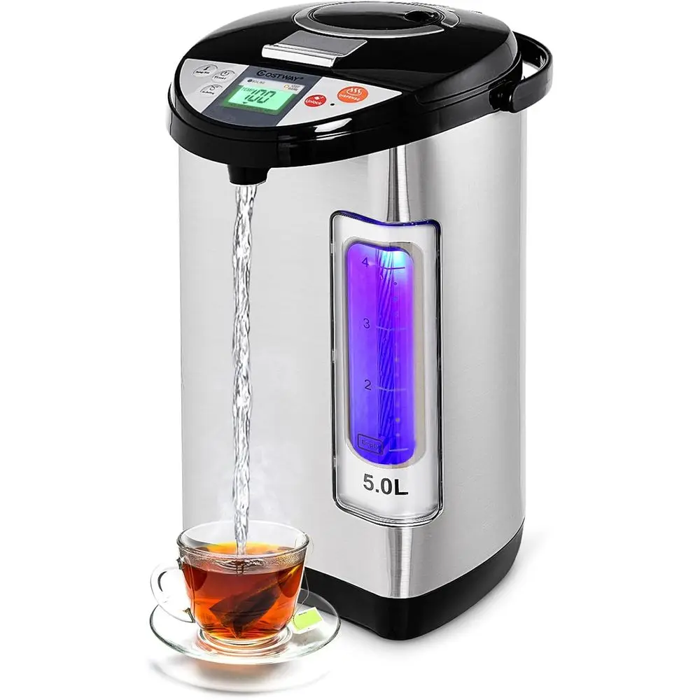 5-Liter LCD Electric Hot Water Boiler with 5 Temp Settings, Safety Lock, Stainless Steel Dispenser