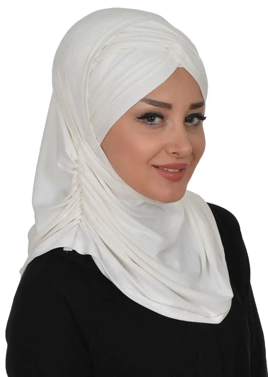 Conjunto de lenço de osso penteado creme