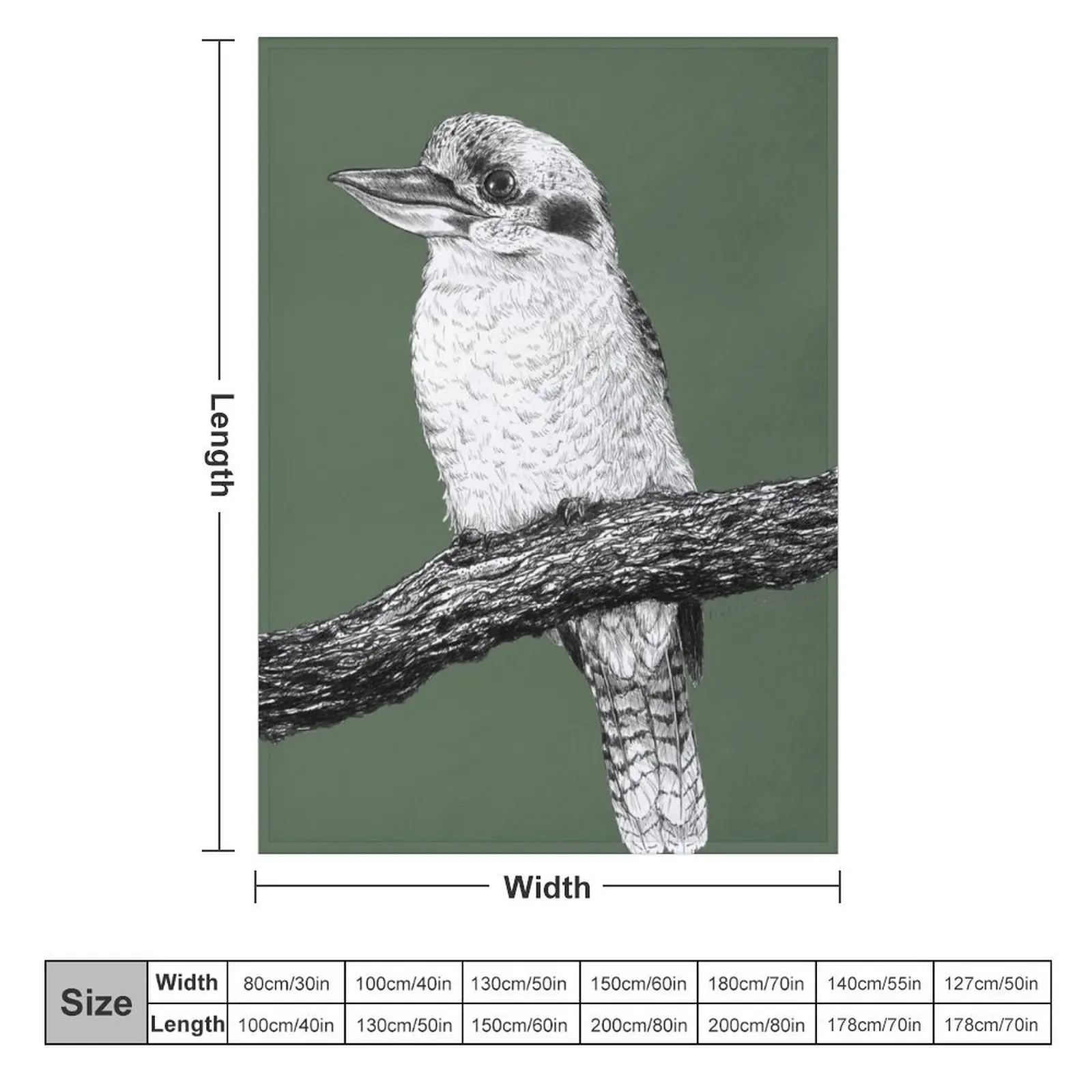 Kookaburra drawing Throw Blanket Sofa Quilt Picnic Sofa Throw christmas gifts Blankets