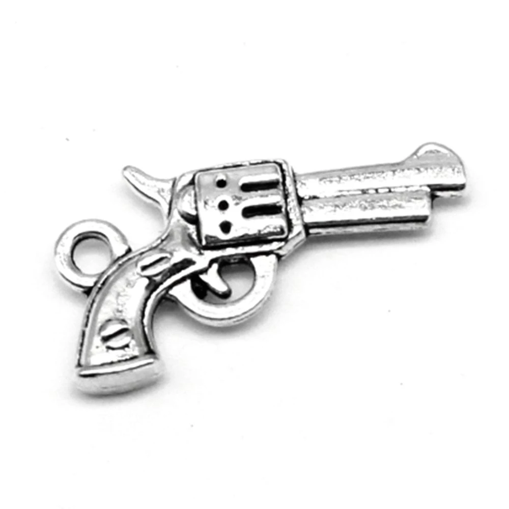 Guns Charms Men Pendant Diy Craft Jewelry Trendy 10x23mm 10pcs Antique Silver Color