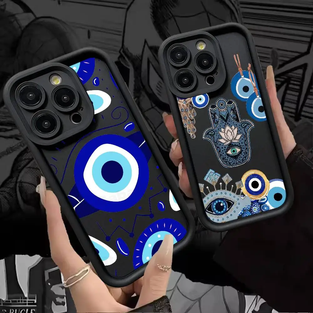 Lucky Turkish Blue Evil Eye Handyhülle Silikon Handyhülle für iPhone 17, Air 17, 16, 15, 14, 13, 12, 11 Plus Pro Max, stoßfeste Abdeckung