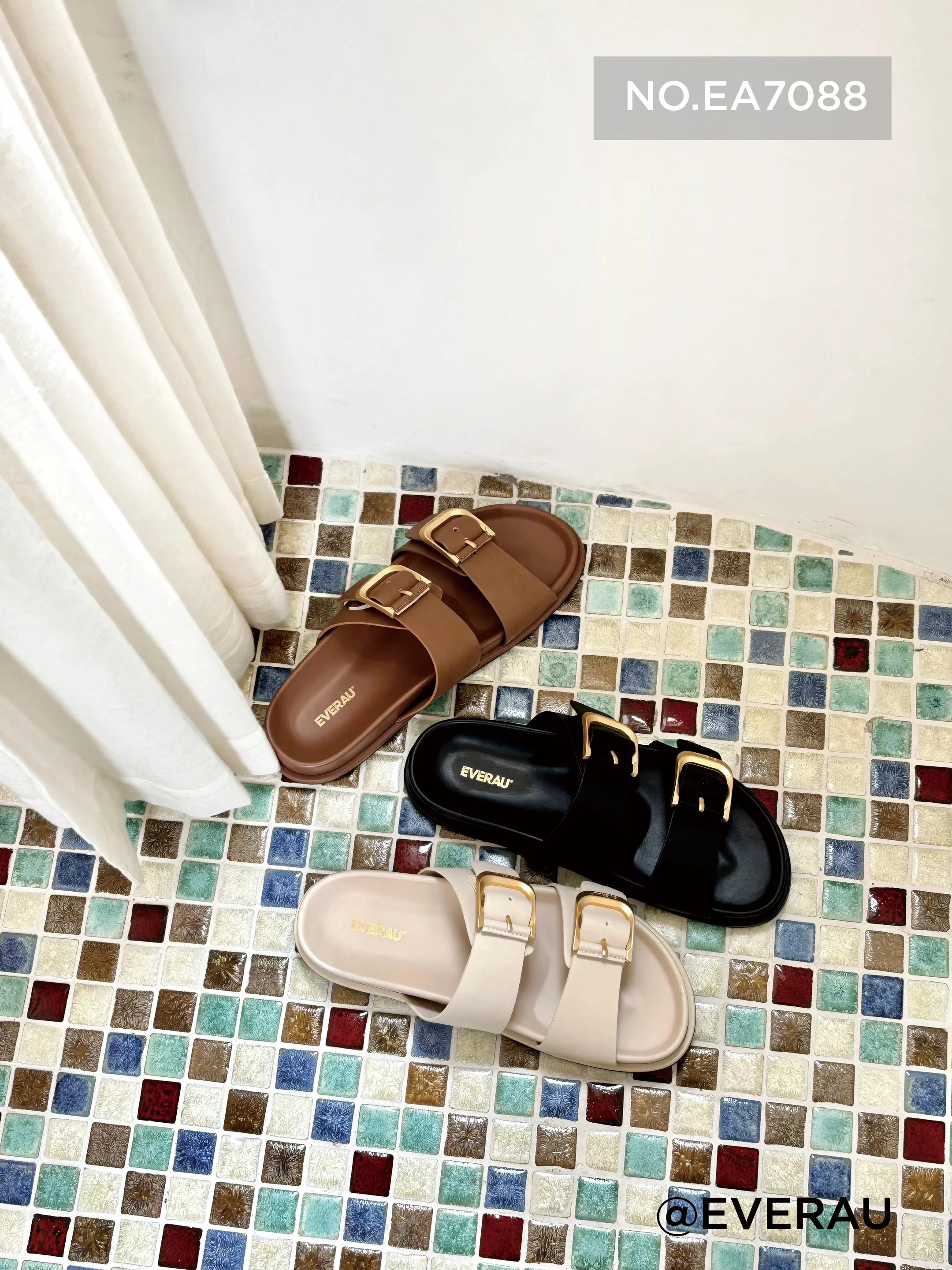 

Everau Australian Sle Casual Women's Sandals Breathable Soft Bot Leather Slippers Faionable Retro Flat Heel Rubber Sole