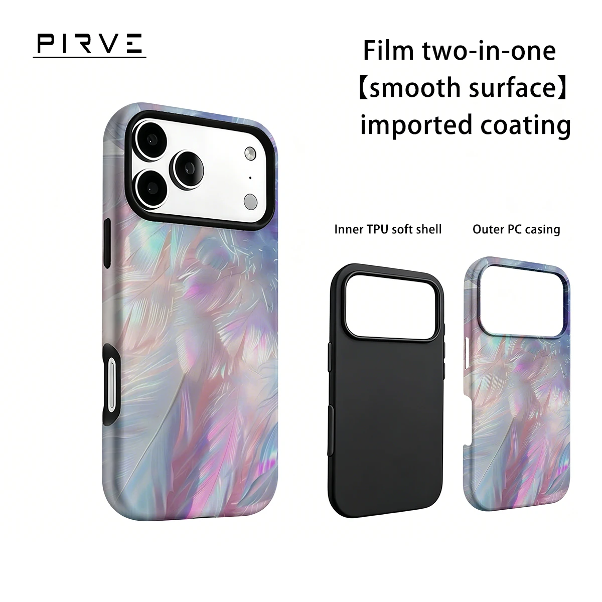 Korea Film Phone Case For iPhone 18 17 16 15 14 13 12 Pro Max Air 16e Max Iridescent Feathers Hard PC Bumper Cover