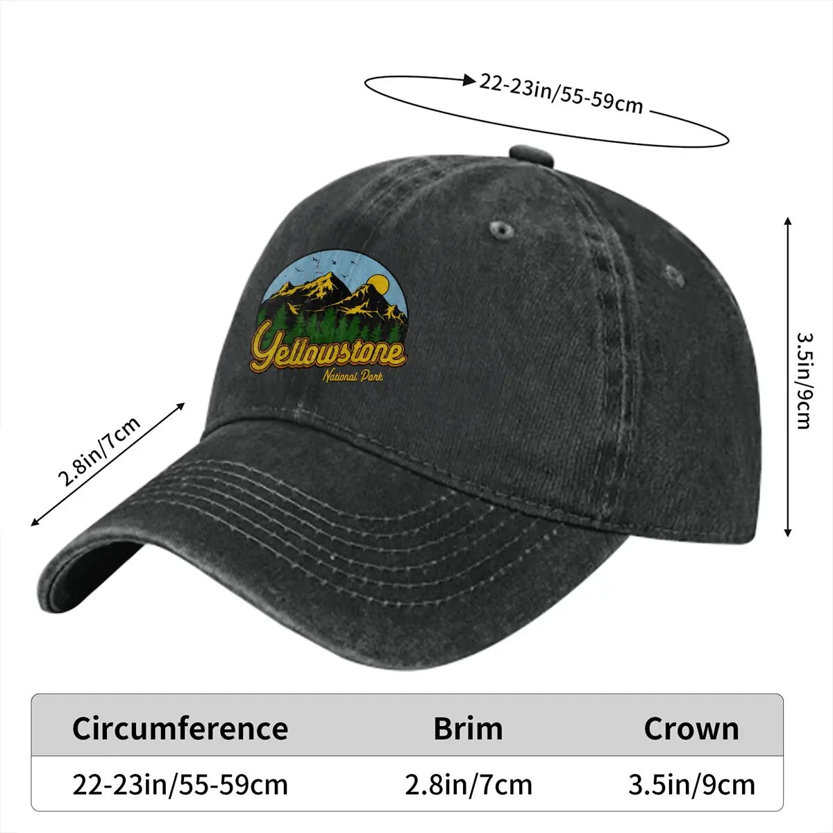 Pure Color Dad Hats Vintage Women's Hat Sun Visor Baseball Caps Yellowstone National Park Peaked Cap