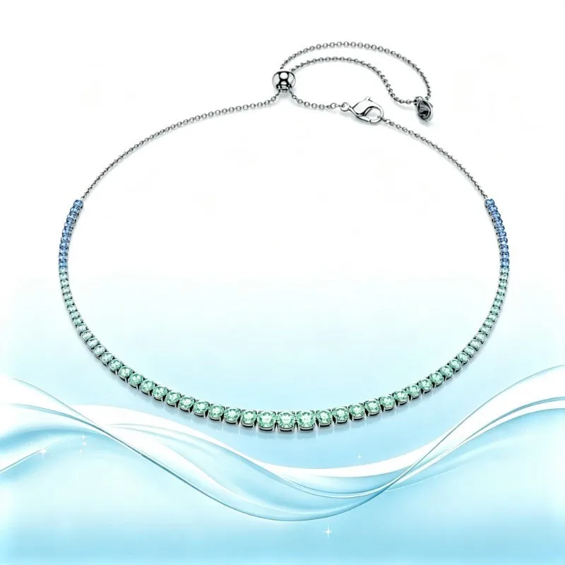 Light Luxury Short Green Gradient Necklace, Translucent and Finely Cut Crystal Collarbone Chain, Ladies' Daily Banquet Elegant Accessories