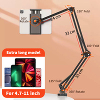 Tablet Holder for Bed with 90cm Metal Arm iPad Stand Tablet Bracket 360° Rotating Bed Phone Mount for 4.5~12.9 inch Phone Tablet