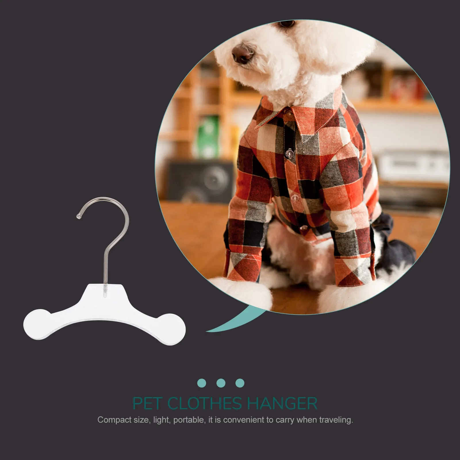 

Pet Hanger 10CM Silver Round Hook Acrylic Dog Clothes Hanger Wear resistant Compact Portable Anti skid Stainless Steel Rust