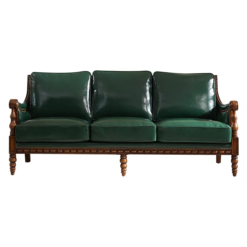 

American solid wood sofa, simple modern sofa coffee table combination