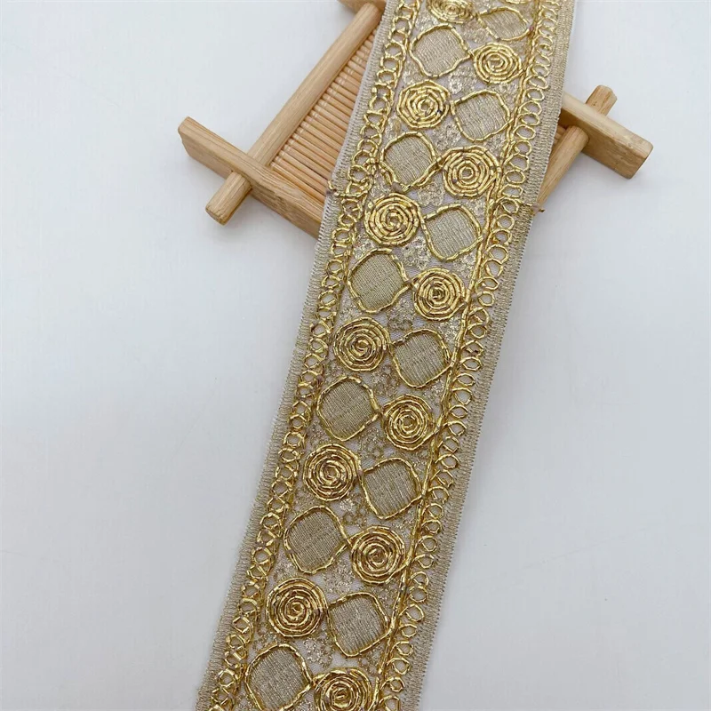 1 Yards Embroidered Lace Appliques Sequined Lace Ribbon Sewing Apparel Trims Fabric DIY Materail Accessories