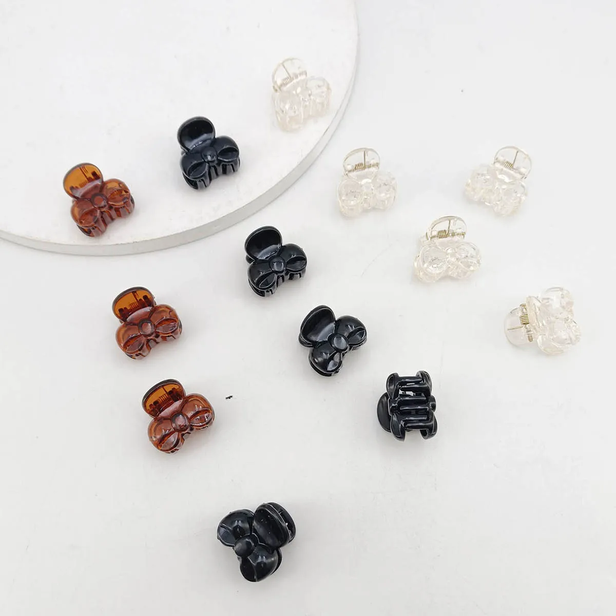 10/20/50/100 PCS Artiglio Dei Capelli Pinze per Le Donne 2 centimetri Piccolo arco Nero Marrone Trasparente di Plastica Mini Tornante Barrettes Accessori Per Capelli